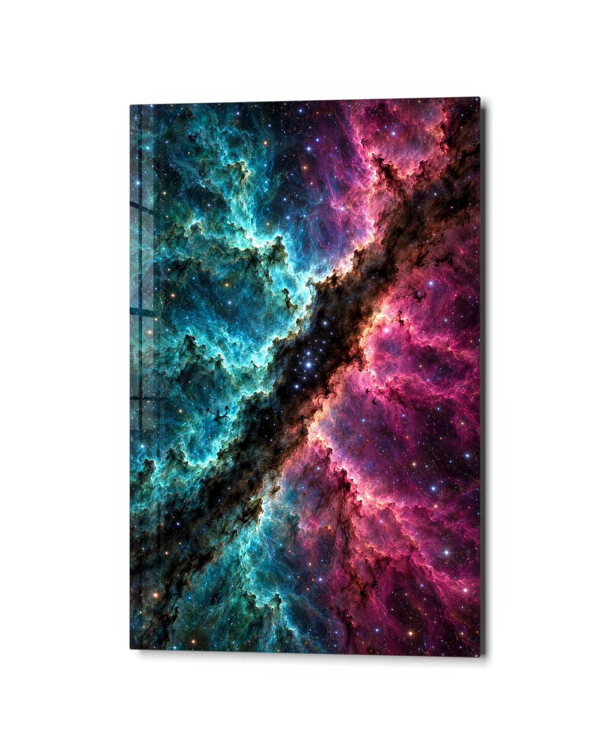 Across the Star Cloud — studio view of glass wall art