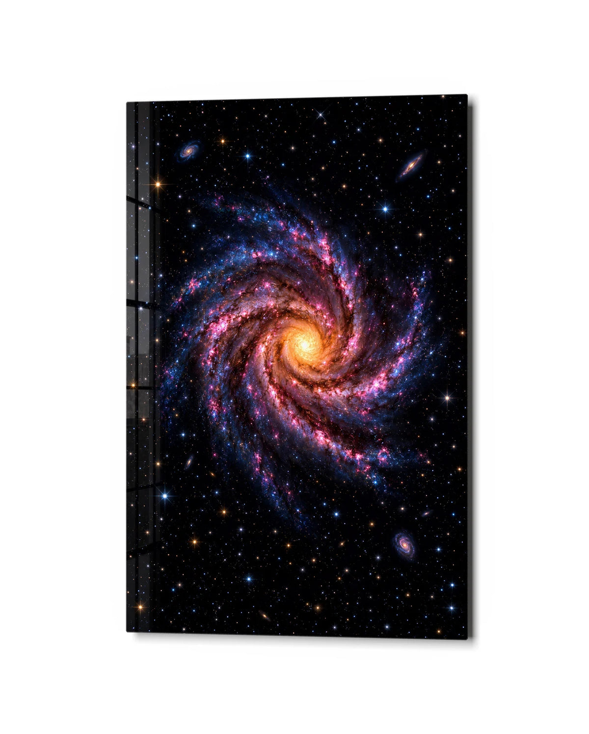 Galaxy in Magenta — studio view of glass wall art