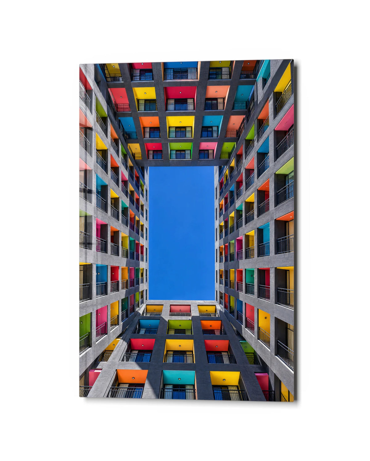 Courtyard of Colour — studio view of glass wall art