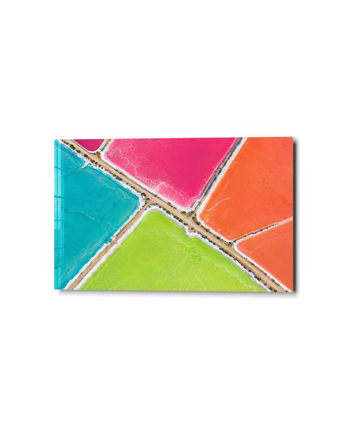 Salt Pond Crossroads — studio view of glass wall art