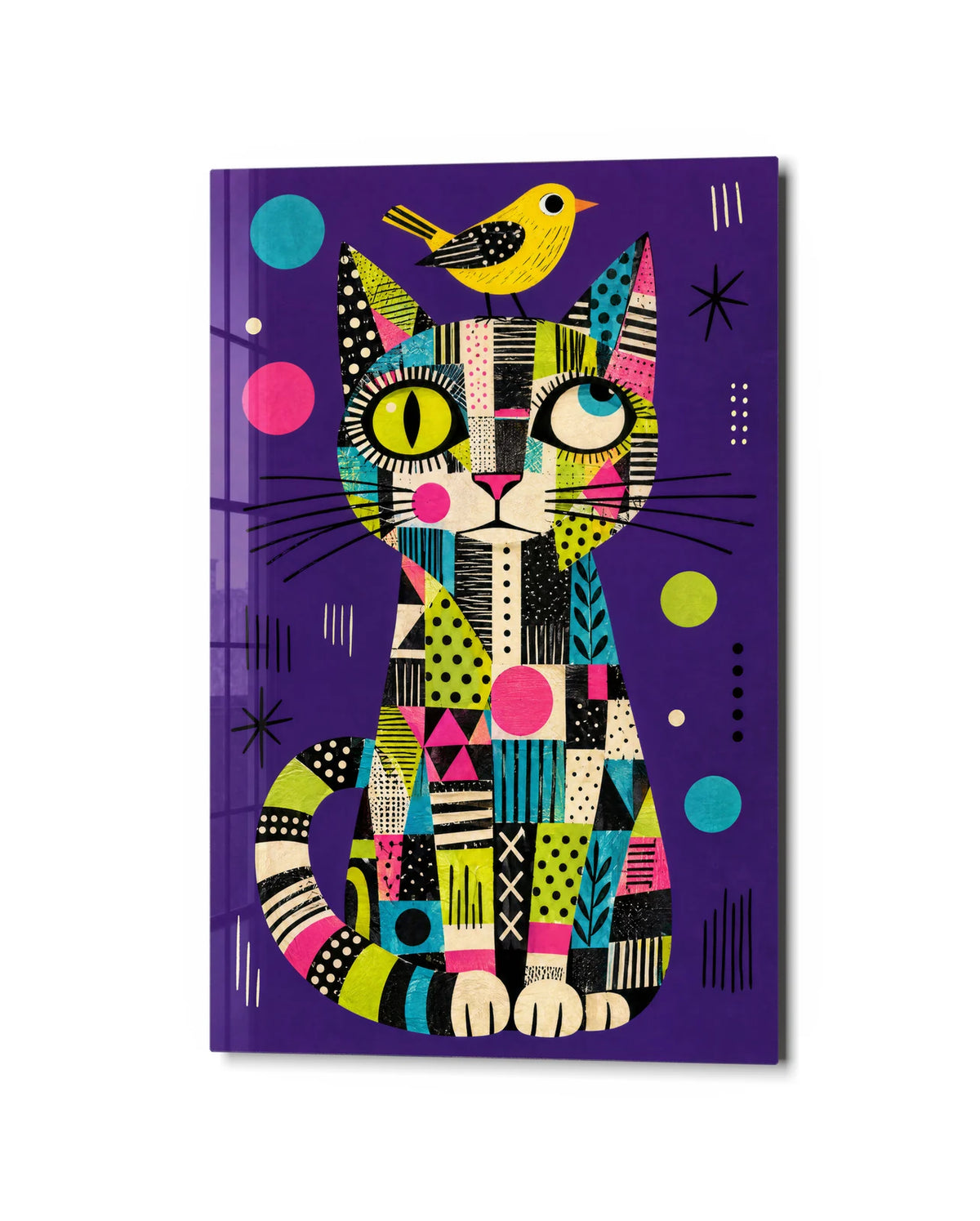 Cat with a Passenger — studio view of glass wall art