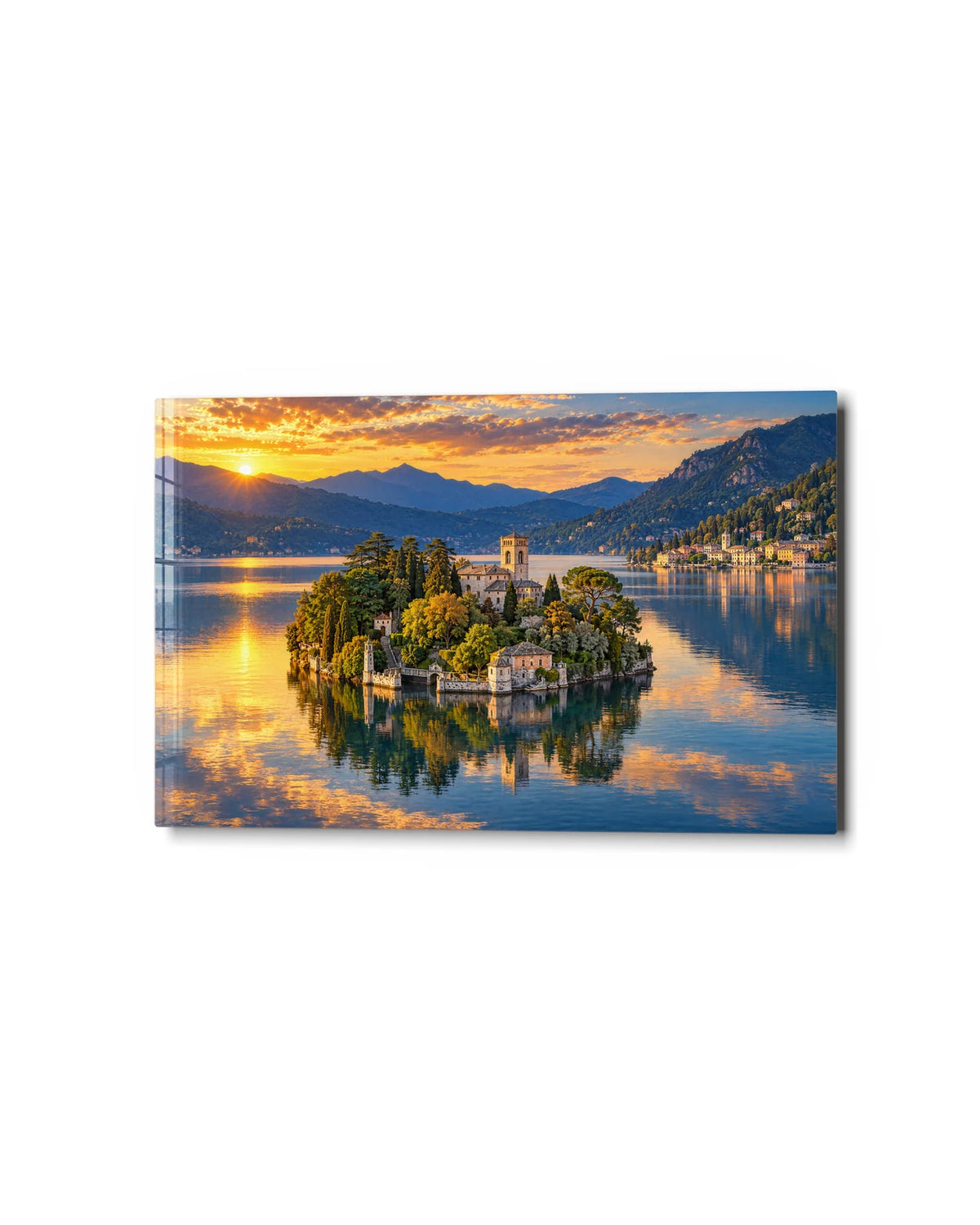 Isola San Giulio — studio view of glass wall art