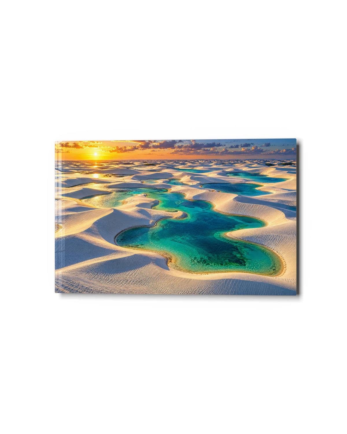 Lagoons in the Dunes — studio view of glass wall art