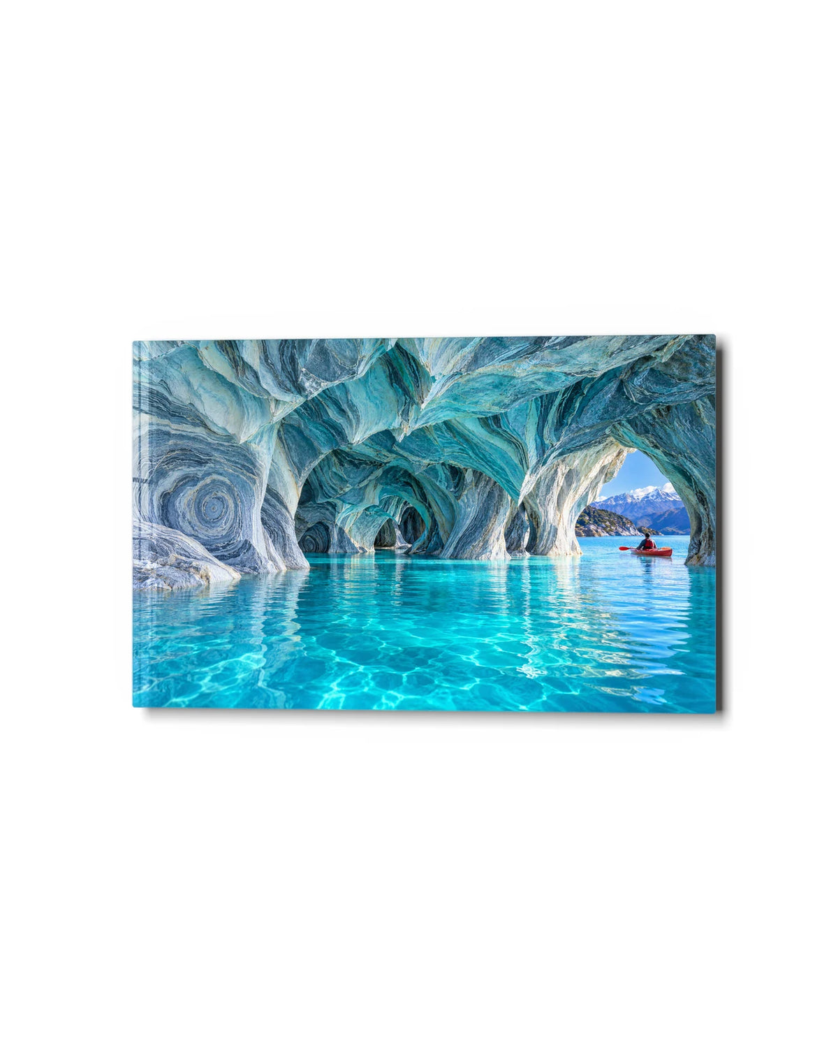 Marble Caves — studio view of glass wall art