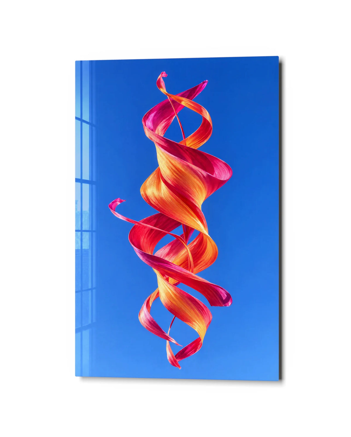 Silk in the Wind — studio view of glass wall art